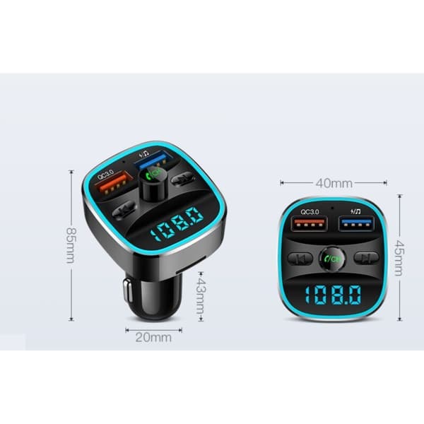 Bluetooth bilstereo-sender, Bluetooth 5.3 FM-sender, trådløs Bluetooth radioadapter, musikkspiller-sett, håndfri samtale, dobbel