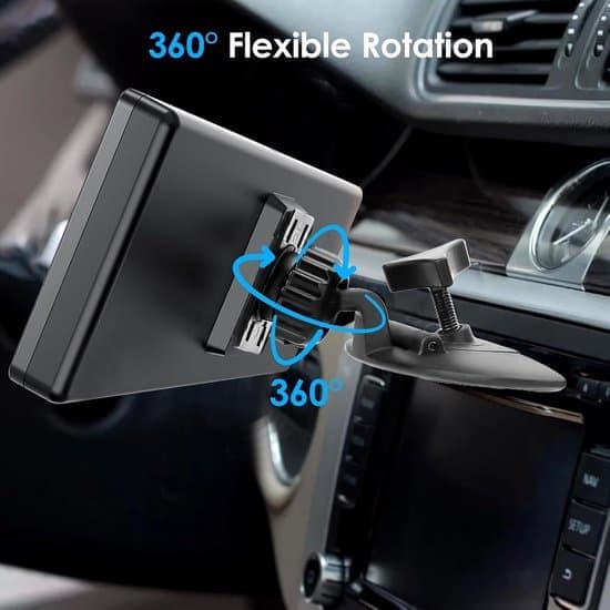 CD-afspillerholder – Til CarPlay-skærme 7-10 tommer, 360° rotation, GPS-bilmontering