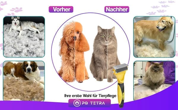 Pelsbørste for katter og hunder - Effektiv kattebørste for lang- og korthåret pels, underull Blå Blue
