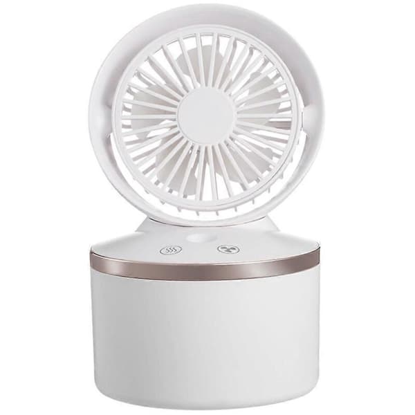 Stille USB-bordventilator med indbygget luftfugter, 3-trins mini bærbar ventilator.