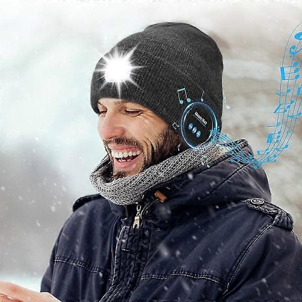 Bluetooth-mössa med LED-ljus – hemlig tomtepresent för män, prylar för honom/pappa – kvalitetspresent