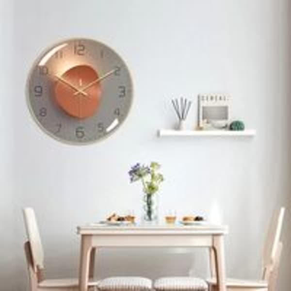 IC Tyst väggklocka, 30 cm diameter väggpendel, rund digital kvartsväggklocka, lämplig för vardagsrum, arbetsrum, sovrum, kök (guld)