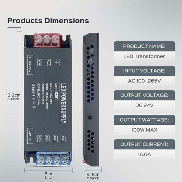 LED Driver 220V til 12V 100W 8.3A, Ultratynd Konstantstrømstransformer til LED-belysning