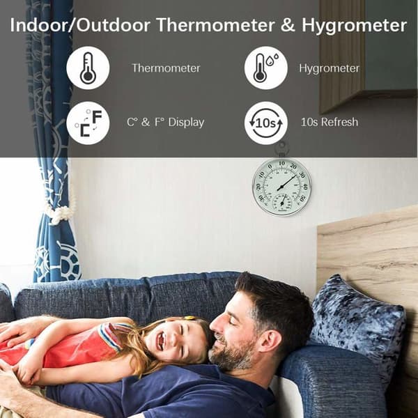 Termometer - Overvåker innendørs og utendørs lufttemperatur - med hygrometer - 10 cm
