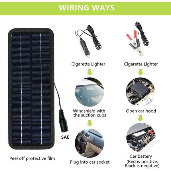 Solcellepanel, 18V 20W bærbart solcellepanel drevet av reservebatteri for bil og båt utendørs bruk