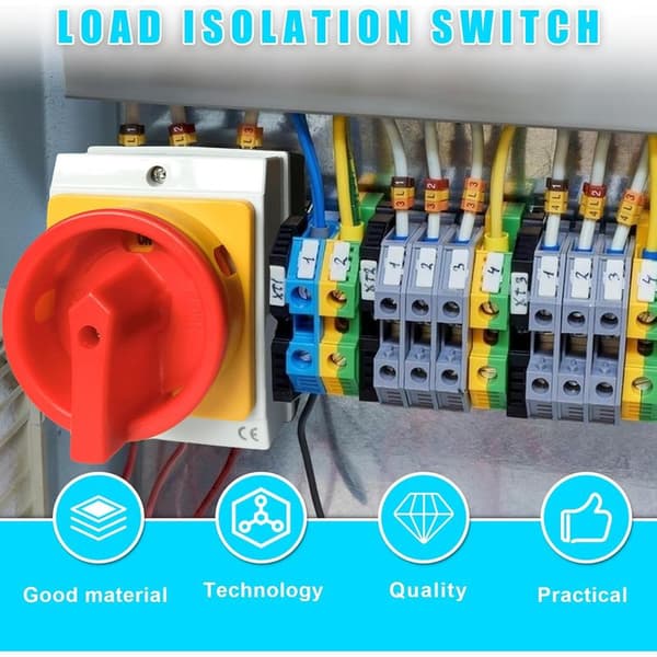 25A Drejeafbryder – 4 Poler – IP65 Beskyttelsesgrad – Til Solenergi og Ventilationssystemer