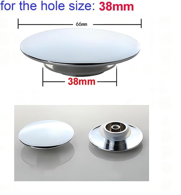Diskbänkspropp, Push Pop-Up Click Clack-propp, Pop-Up-propp i mässing, Avloppspropp för köks- och badrumsdiskbänk, 66 mm