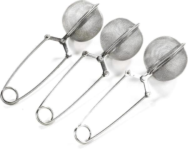 3-pakning te-sil med netting og håndtak for løs te og krydder, te-infuser i rustfritt stål, tefilter