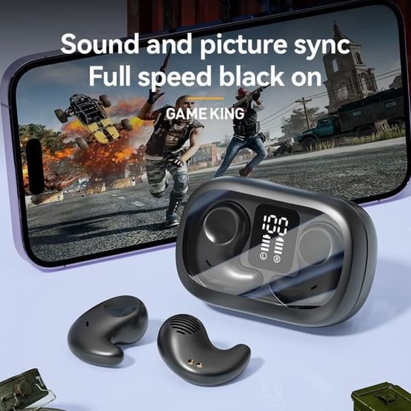 Trådløse ørepropper til støjreduktion under søvn, Bluetooth 5.4, passer perfekt (Sort)