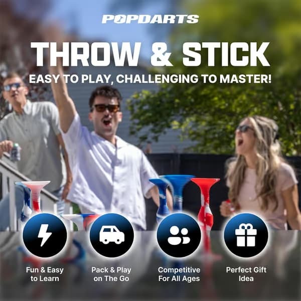 Popdarts PRO Pack Spelset - Inomhus, Utomhus Kastspel med Sugkopp