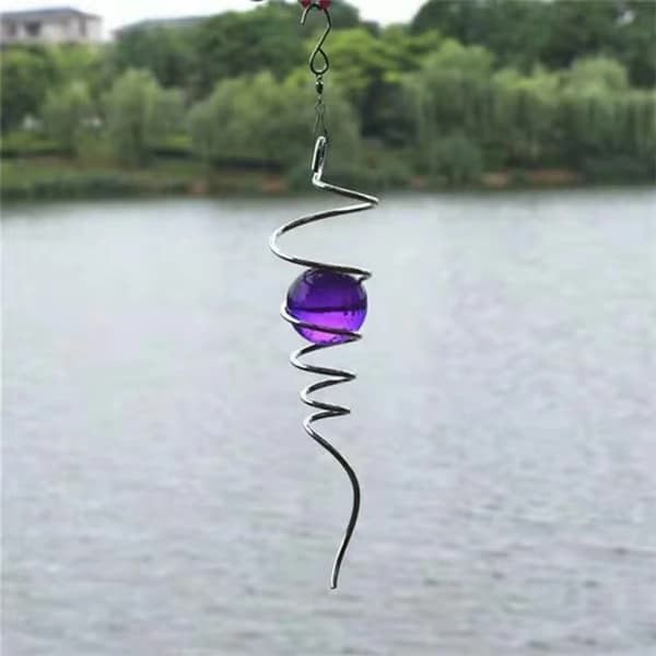 Gaze Ball Spiral i rustfrit stål dekorativ vindspinner, med Hangi