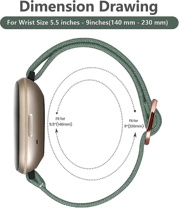 4-pakning elastiske nylonbånd: Fitbit Versa 4/3/Sense, justerbart sportsbånd