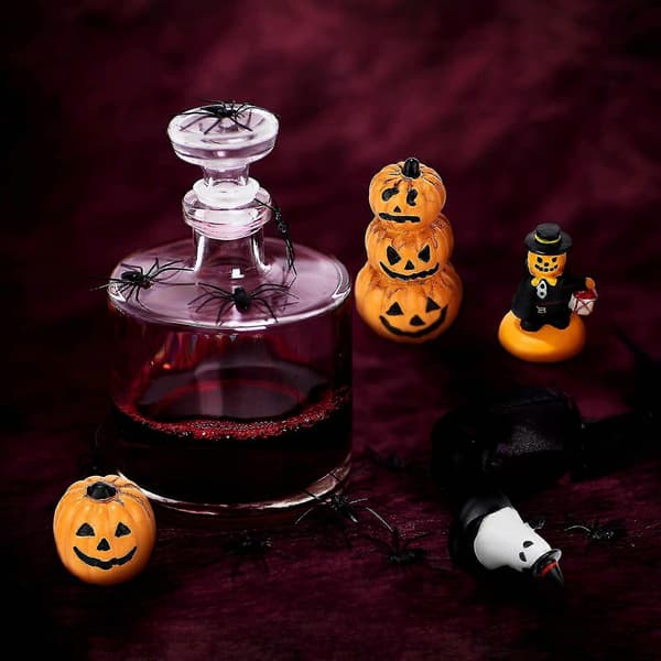 2026 3-pak Halloween Mini Græskar Statue Mini Harpiks Græskar Spøgelse Ornament Eventyr Halloween