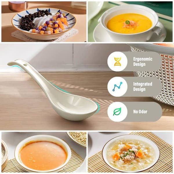 Set med 6 skedar, keramik, 17 cm, vit, ramen, soppa, kök