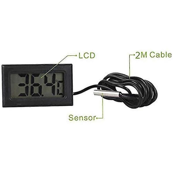 Kylskåpstermometer, Digital LCD-termometer med 2M extern sond för kyl- och frysskåp