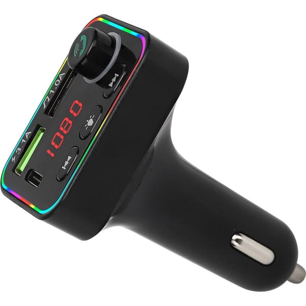 Bluetooth 5.0 FM-sender til bil, hurtig USB C-oplader og MP3-afspiller med LED-display
