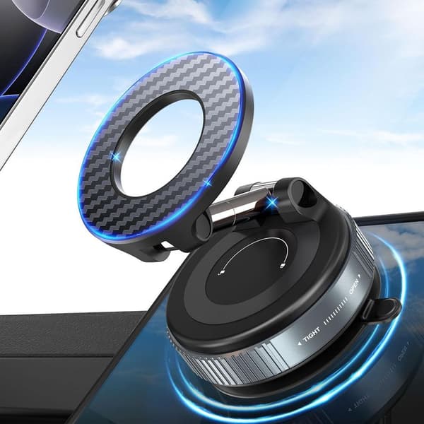 Biltelefonholder med sugekopp og magnet – 360° roterende – Frontrute/dashbord