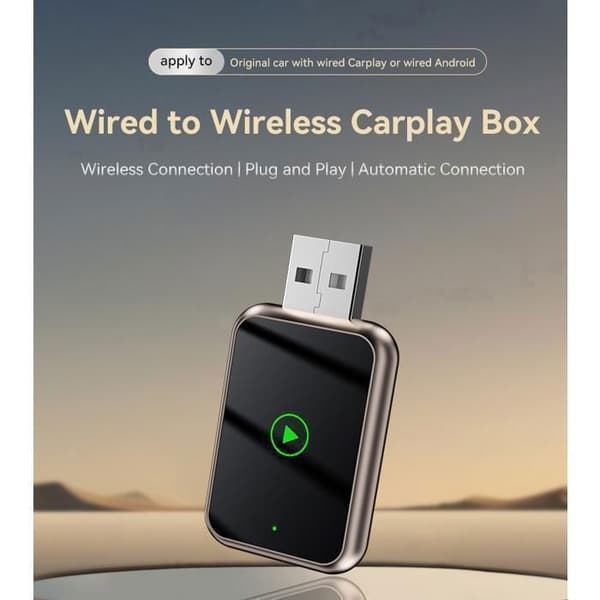 CarPlay-adapter / Bilradio / Bilunderholdning - Trådløs - Bluetooth 5.3 - USB Type-C - Plug and Play