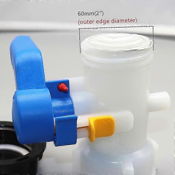 Ventil for IBC-tank 1000 liter Integrert plast sommerfuglventil DN40 hvit+blå 62 mm