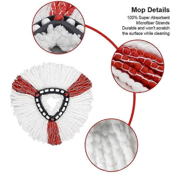 Revolutionerande Turbo EasyWring Microfiber Spin Mop, Power Spinner Säkerställer Problemfri Golvrengöring, Röd, 2 delar