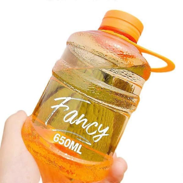 Mini Liten Ren Hinkkopp Plast Vattenkopp Fancy [Transparent Orange] 650ml Enkelkopp + Koppborste