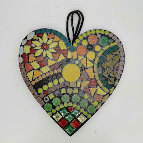 Store Mosaik Have Hjerte Skulptur Indretning Ornamenter