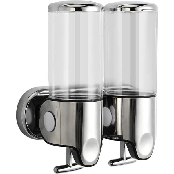 1000 ml Vægmonteret Sæbedispenser – Transparent ABS og Rustfrit Stål – Trykknap Vægmontering – Til Badeværelse og Køkken