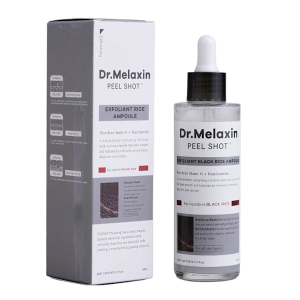 Dr.Melaxin PEEL SHOT GLOW EXFOLIANT RICE AMPOUL (HVID RIS/SORT RIS) gul ris 80ml yellow rice 80ml
