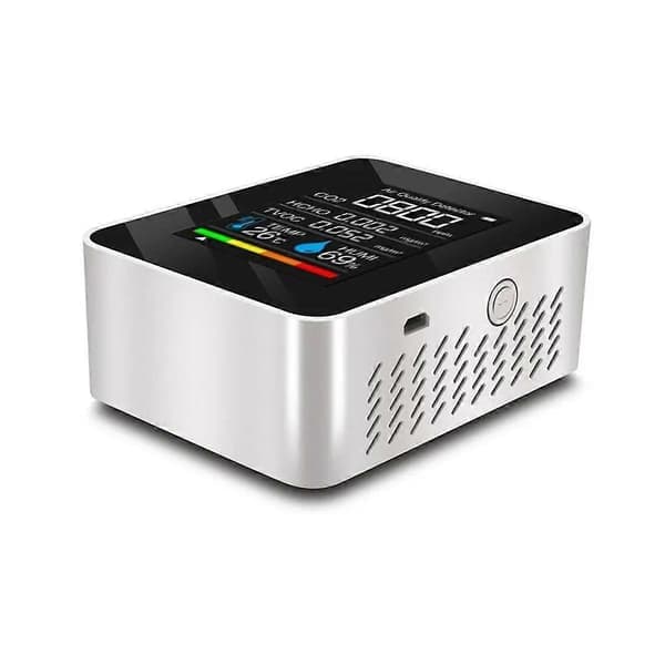 5-i-1 luftkvalitetsmätare med LCD-display vit