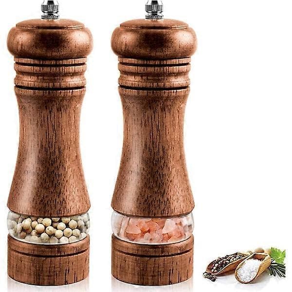 Salt- och pepparkvarn, set om 2 Trä salt- och pepparkvarn