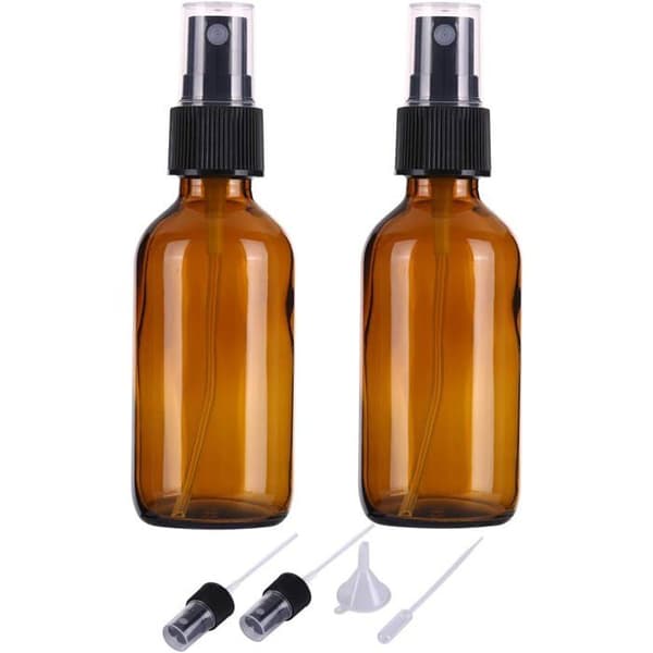 2-pack 60 ml tomma sprayflaskor i glas, påfyllningsbar finfördelad resespray