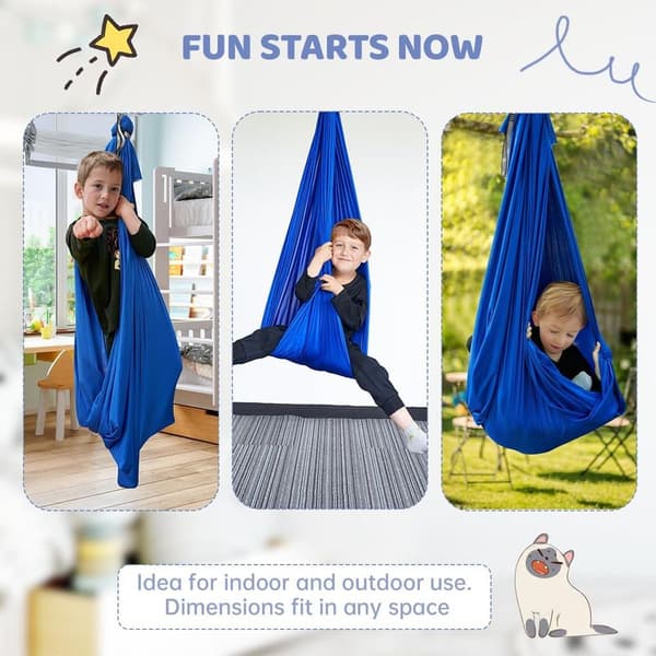 Terapeutisk sensorisk gunga 100 x 280 cm – 80 % polyester stretchtyg – Väggfäste ingår – För barn och vuxna