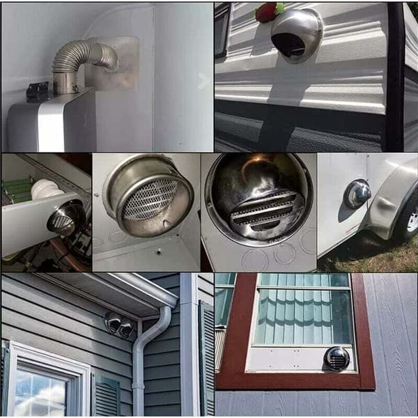 Rund ventilationsrist i rustfrit stål til udendørs vægventiler - Hængslet dæksel til ventilationsrist - 80 mm