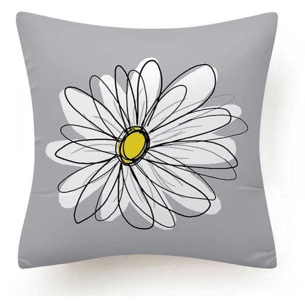 Blomstrede pudebetræk til sofa, hjem, stue, soveværelse, indretning, 45 x 45 cm (marguerit)