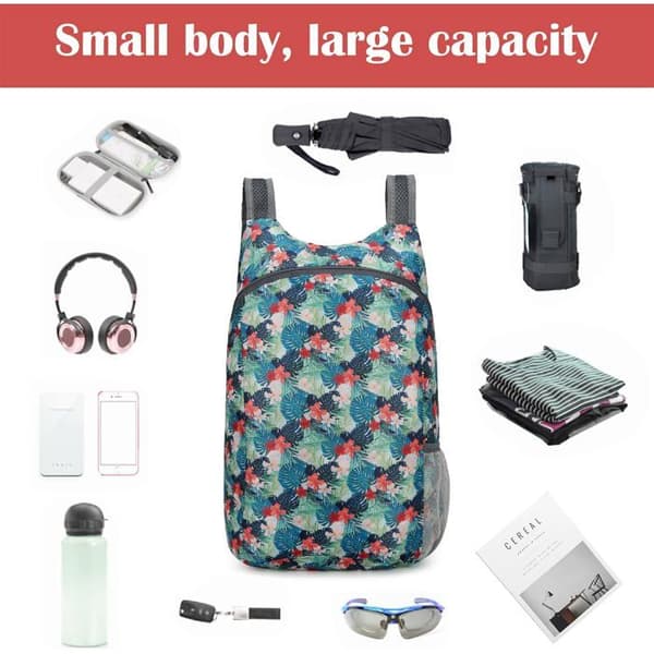 Vikbar Ryggsäck, Ultralätt 67g, Vattentät Polyester, Vandring Camping Resa