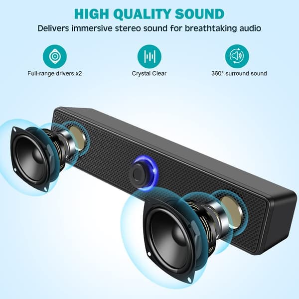 Computerhøjttalere, USB-drevne PC-højttalere med ledning, stereo-bordhøjttalere til computer, stationær, bærbar, PC, tablet, mobiltelefon Bluetooth-model Bluetooth Model