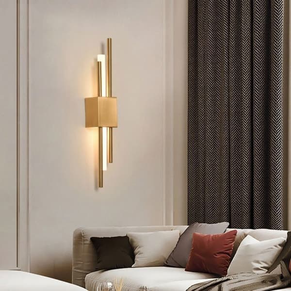 Minimalistisk postmodern vegglampe, gull nattbordslampe til soverom, vegglampe til stue, lineær lampe
