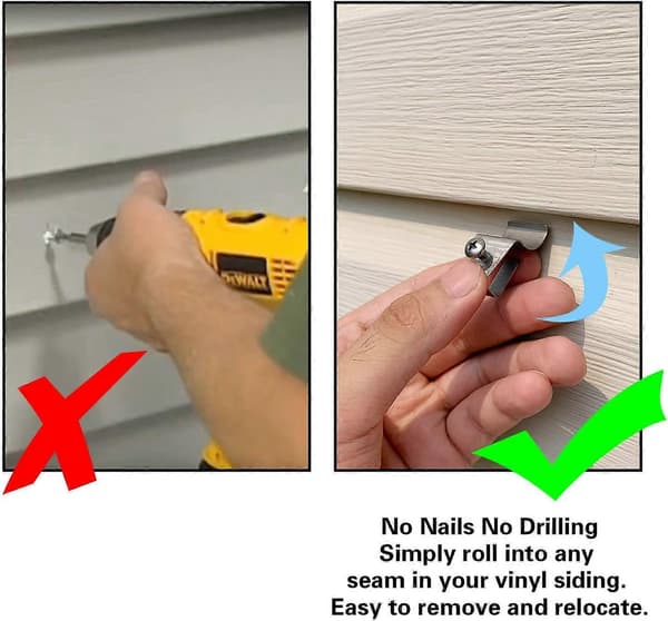 (30-pack) Vinyl Siding Clips Krokar Ingen hål behövs Utomhusskruvar Hängare för montering av hemsäkerhetskamera