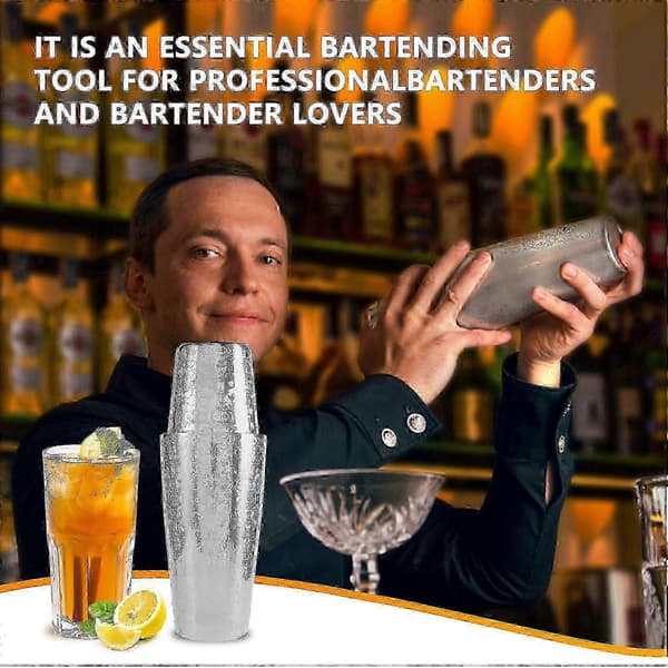 Boston Cocktail Shaker-sett i rustfritt stål med gravert design