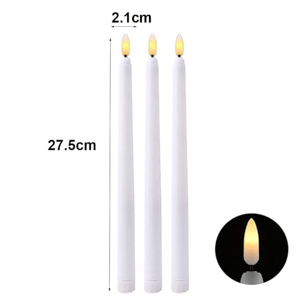 6 stk lange LED-lys flammeløse lys HVIT Hvit White
