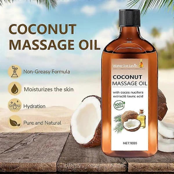 Kokosolja Massageolja – Avslappnande, icke-fet bärarolja för hud- och hårmassageterapi 2PCS
