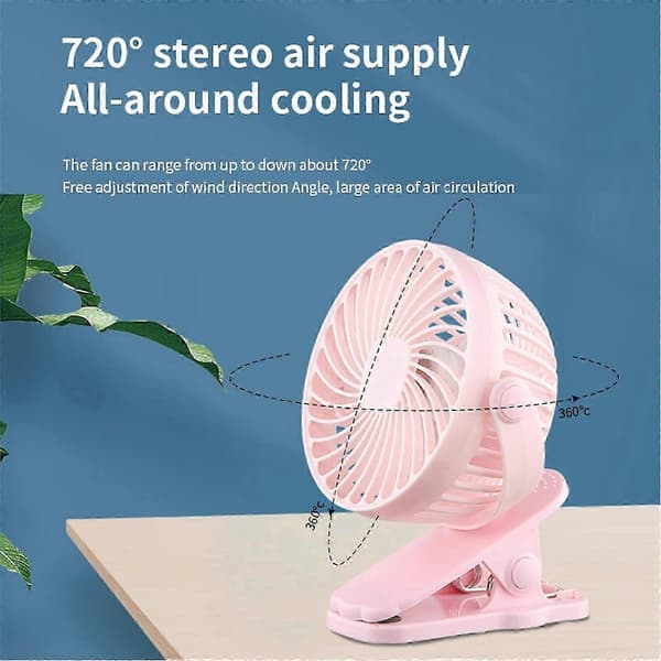 Clipventilator 6 tommer, lille ventilator med 3 hastigheder med et stærkt flow af USB Mini Mute Clipventilator