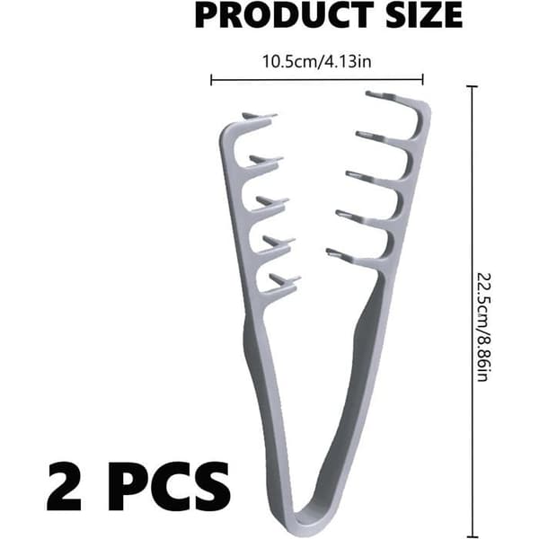2-i-1 Teksturkam - Sæt med 2 - Grå ABS - Brede og Fine Tænder - Unisex Anti-Frizz Styling - 19x9 cm