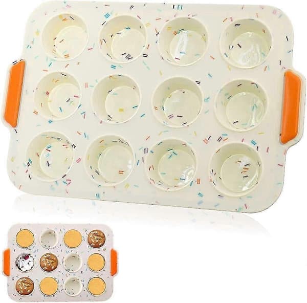Cupcake- og Muffinforme Silikone Muffinforme til Bagning 12 Kopper Nonstick Mini Muffin Cupcake m