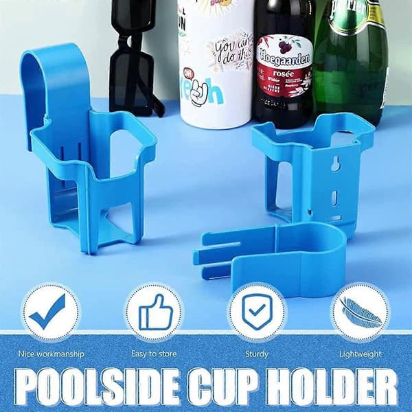 2-pack Plastiska Poolmugghållare, Multifunktionella Dryckeshållare för Pool, Poolsidemugghållare Passar De Flesta Pooler (Blå)