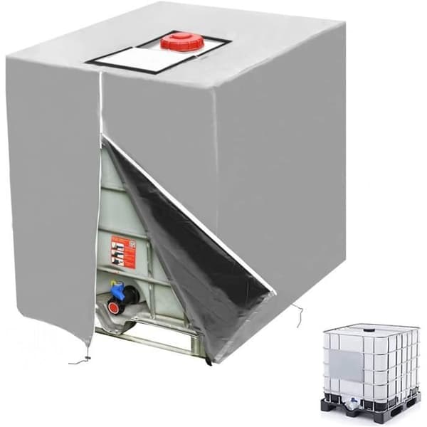 Presenning til 1000L IBC Tank - MÆRKE - 210D Polyester - UV-resistent - Regntæt - Snøre