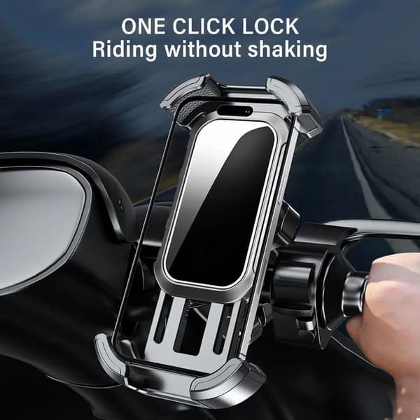 Motorcykel Telefonholder – Anti-vibrations universal 360° roterende til styr, hurtig montering og afmontering