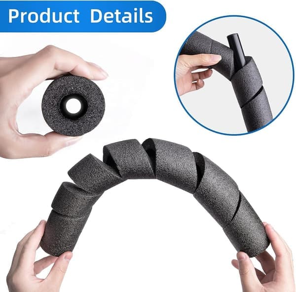 2-pack Rörisolering Skumrör för Poolnudlar, 40 cm Svart Multifunktionell Ormrörsskydd Svart A 1.96 x 1.96 x 15.7 tum Black A