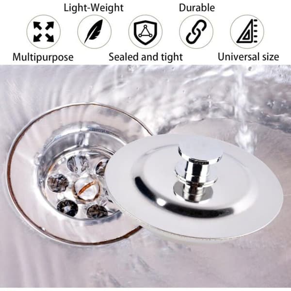 Universal badkarspropp 42–44 mm, rostfritt stål, diskho