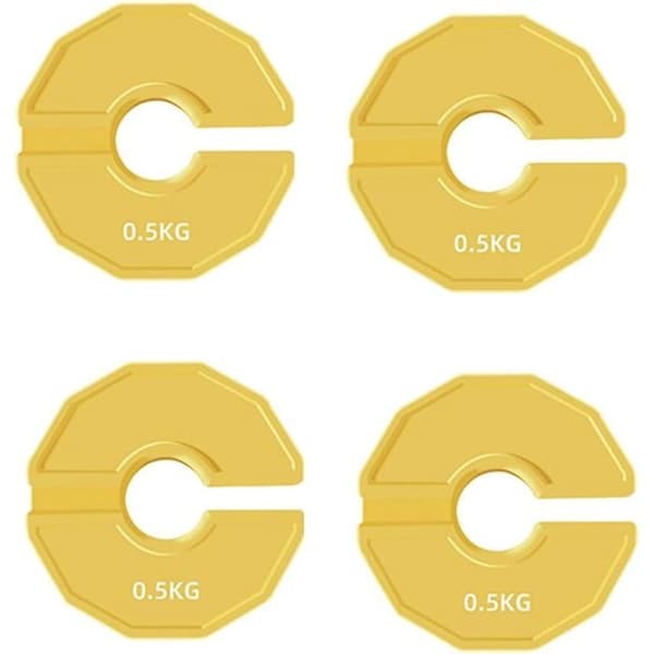 Fraktionsviktskivor - Set om 4 - Gult Gummi - 0,5 kg - För Hantlar och Kettlebells
